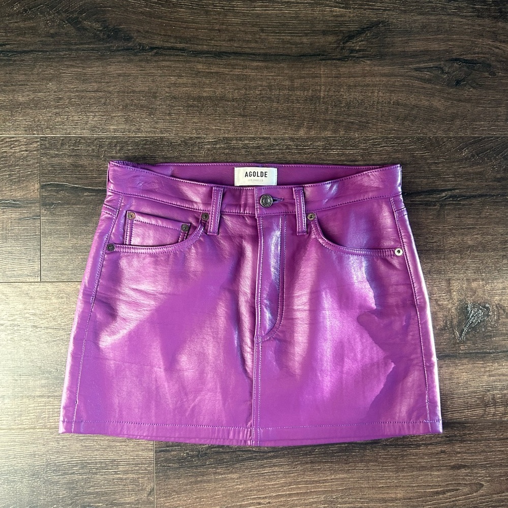 SOLD Agolde Shiny Purple Mini Skirt